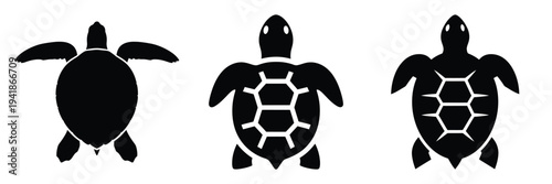turtle silhouette icon set. Animals logos collection and isolated on White background