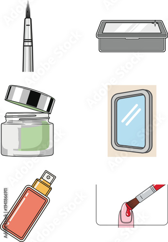 Set of 6 makeup and cosmetics icons vector