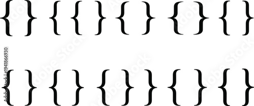 Curly Braces Bracket Icon Set Featuring Programming Code Symbols for Software Development, Coding Syntax, and Web Design Elements