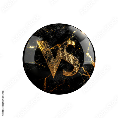 luxury black and gold marble versus 3d typography badge