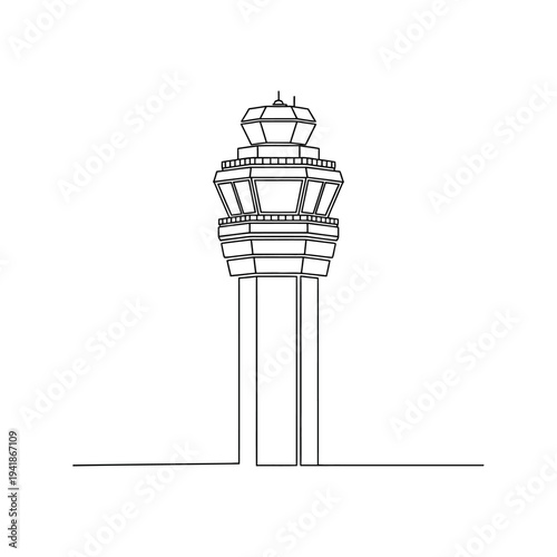 Minimalist Air Traffic Control Tower Illustration.