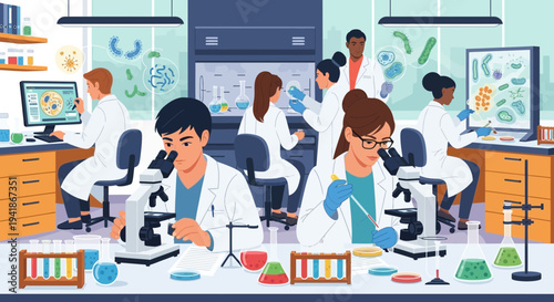 Diverse Scientists Working in Laboratory for Research and Discovery