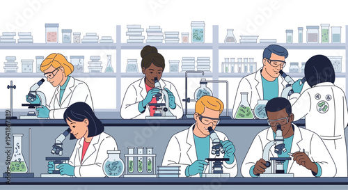 Diverse Team of Scientists Working in Laboratory on Research and Development