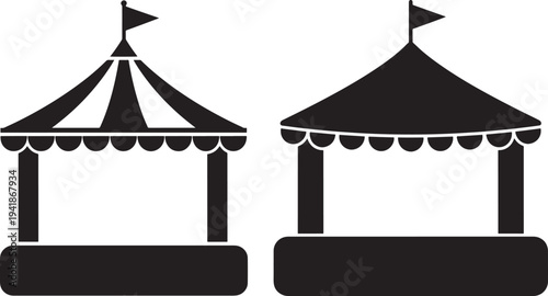 Circus tent silhouette icon for event or show performance