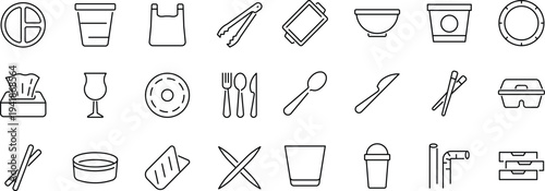 Set of outline icons related to wood. Linear icon collection. Editable stroke. Vector