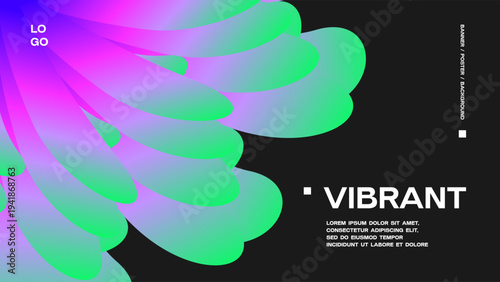 Blooming vibrant background. Pink Neon gradient background with abstract shape. Banner, flyer, cover, card, poster design. Digital futuristic vector illustration for event and music. Landing page 
