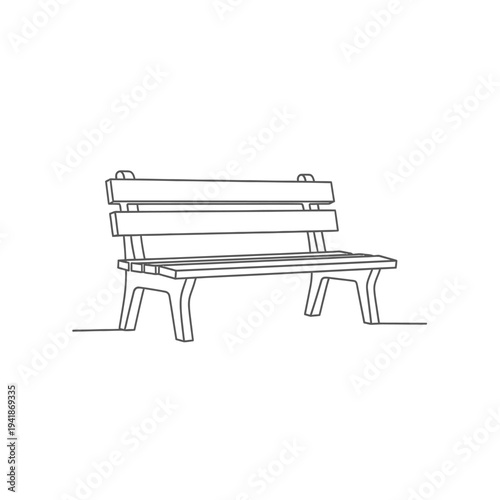 Minimalist Line Art Bench Illustration for Relaxation.