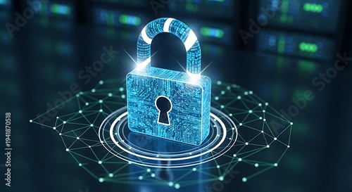 Digital Lock Security Protection Concept.