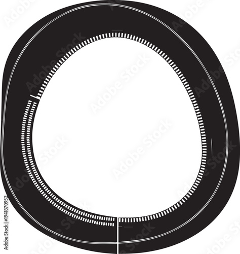 Circular frame border design element with creative pattern detail vector silhouette illustration