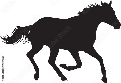 Galloping horse silhouette illustration vector motion art