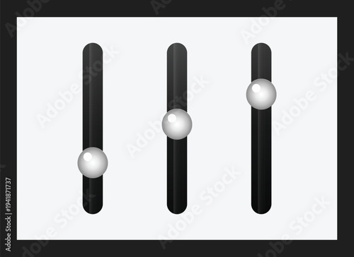 A simple graphic illustration of three white spheres suspended on black rods