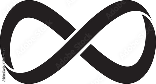 Stylized black infinity symbol on white background
