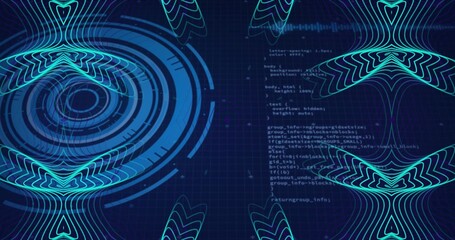 Wandcirkels Fietsen Holografische data-interface op marineblauw raster  © vectorfusionart