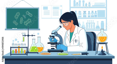 Female Scientist Studying Microorganisms in a Laboratory Setting