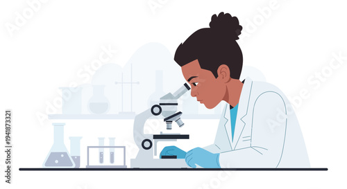 Female Scientist Using Microscope in Laboratory for Scientific Research