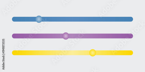 A colorful graphic design featuring three horizontal bars with circles