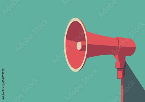 In a retro aesthetic, a pop art style visual of red lips on yellow background is combined with a megaphone that screams out the latest news