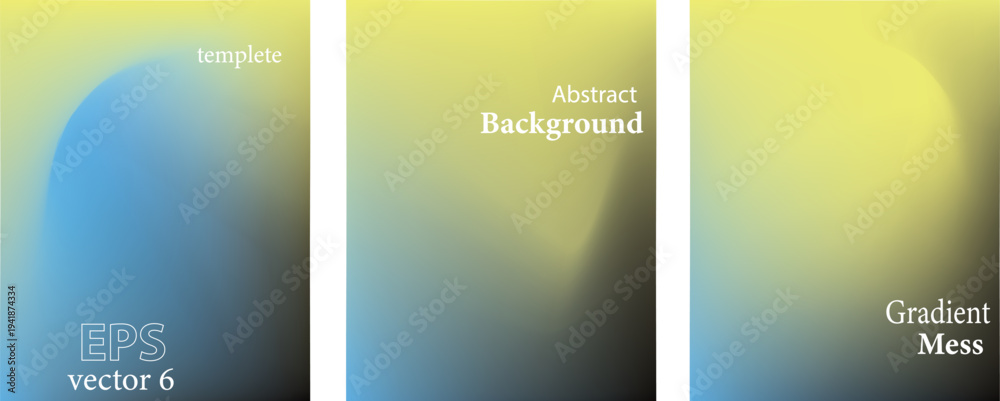Fototapeta premium Abstract Background Green, Yellow, Blue, pink purple blurred gradient background with aurora shape and light texture on black background. Modern green blur grainy technology background for poster wall