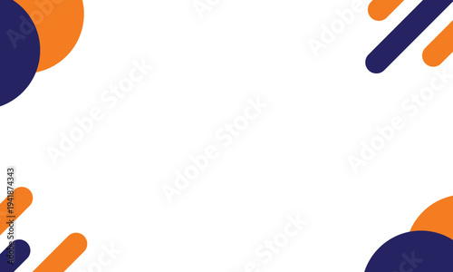 Colorful abstract shapes and lines in orange and blue on a for design