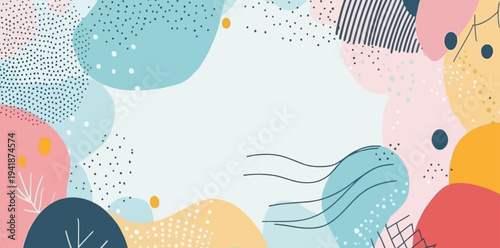 Modern abstract color splashes and shapes define the Memphis pattern, resulting in a trendy and vibrant pop art background design