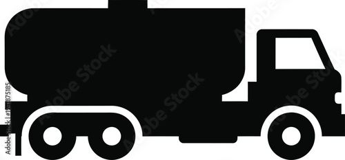Oil tanker truck icon silhouette isolated on white background