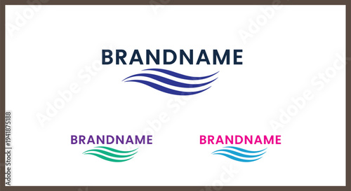 Modern Brand Logo Design Featuring Waves and Customizable Colors for Business, Water, and Fluid Concepts