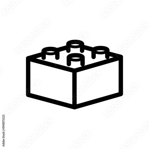 Simple Line Art Illustration of a Lego Brick.