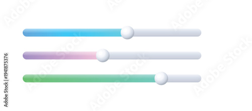 A colorful graphic design featuring three horizontal sliders with vibrant gradient effects