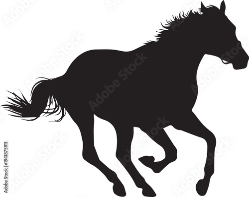Wild horse running in gallop motion vector silhouette illustration isolated graphic design