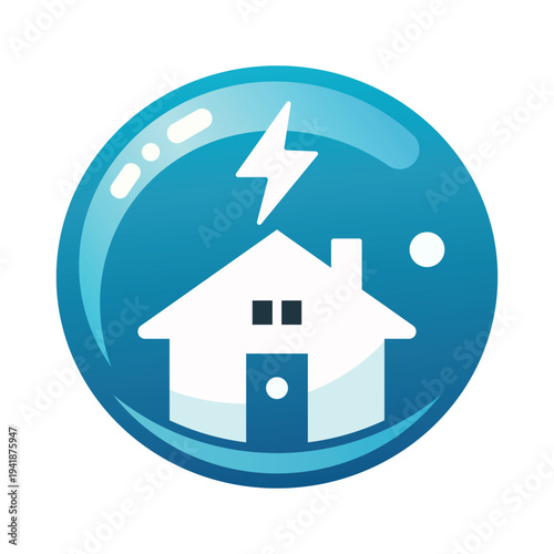 Smart Home Electric Energy Logo with House Icon in Blue Bubble