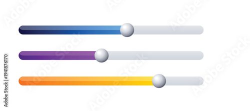 A colorful graphic design featuring four horizontal sliders with vibrant gradient colors and white knobs on a clean white background