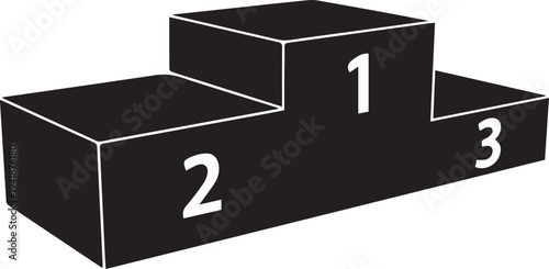 Winners podium vector silhouette illustration line art isolated on transparent background
