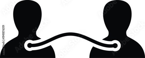 Two people silhouettes connected by a charging cable symbol