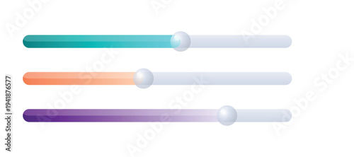 A colorful graphic design featuring four gradient progress bars on a white background