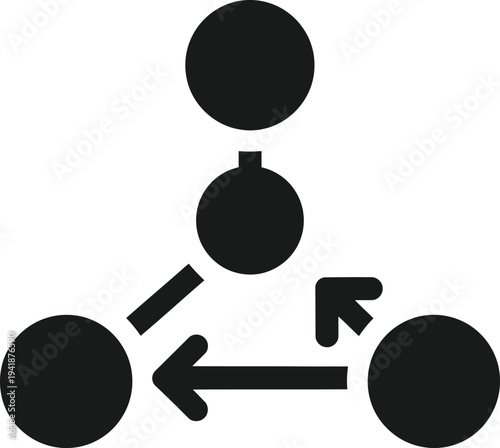 Decentralized network icon showing multiple points and bidirectional data transfer