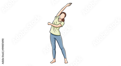 A woman stretching her arm in a yoga pose