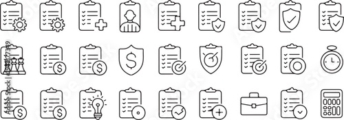 business icon clipboard management strategy finance vector pack
