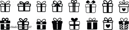 gift presents icon pack black white vector outline symbols