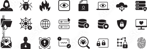 cyber security symbol pack minimal monochrome security and privacy