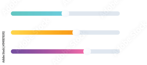 A colorful graphic design featuring three horizontal progress bars with vibrant gradients