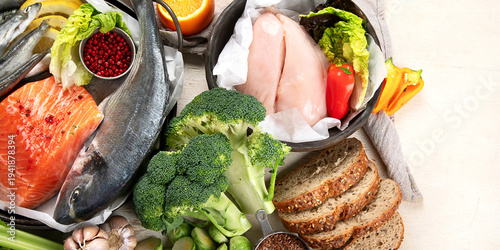 Balanced diet. Concept of healthy food.