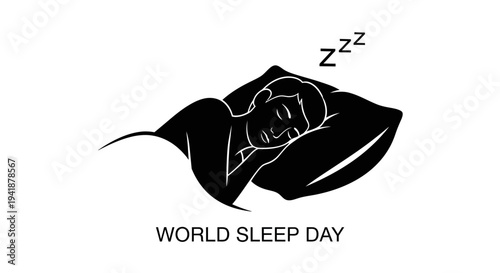 Vector illustration of sleeping face in leaf for World Sleep Day