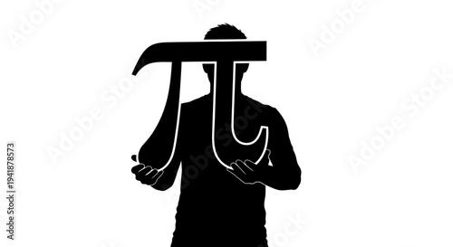 Vector illustration of man holding pi symbol