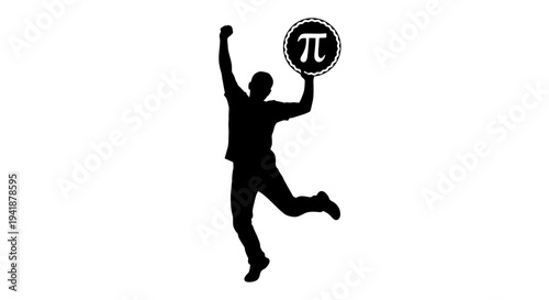 Vector illustration of man holding pi symbol