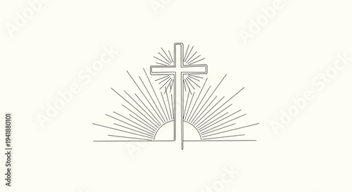 Elegant cross symbol with radiant sunburst design element