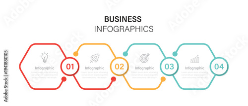 Vector hexagon Infographic design template. Business concept with icons and 4 step or options.