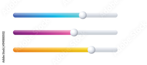 A colorful graphic design featuring three gradient sliders on a white background