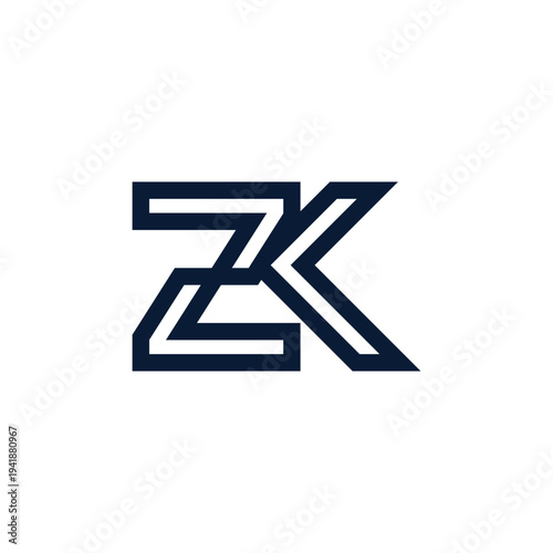 Alphabet Monogram ZK KZ Letter Logo for Branding Solutions
