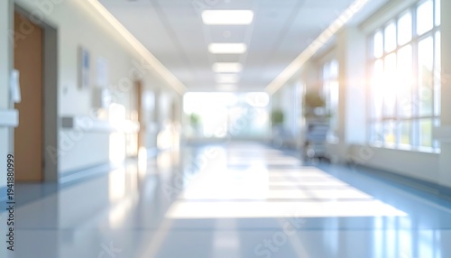 Wallpaper Mural Bright Hospital Corridor with Natural Light and Blurred Background. Torontodigital.ca