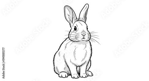 A cute rabbit sitting on a plain background looking curious